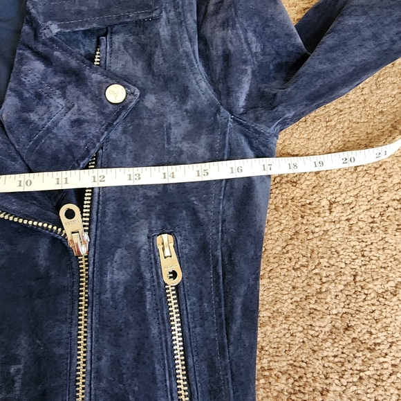 Vigoss Genuine Leather Motorcycle Jacket Women's XS Blue Cropped Long Sleeve - Picture 7 of 11